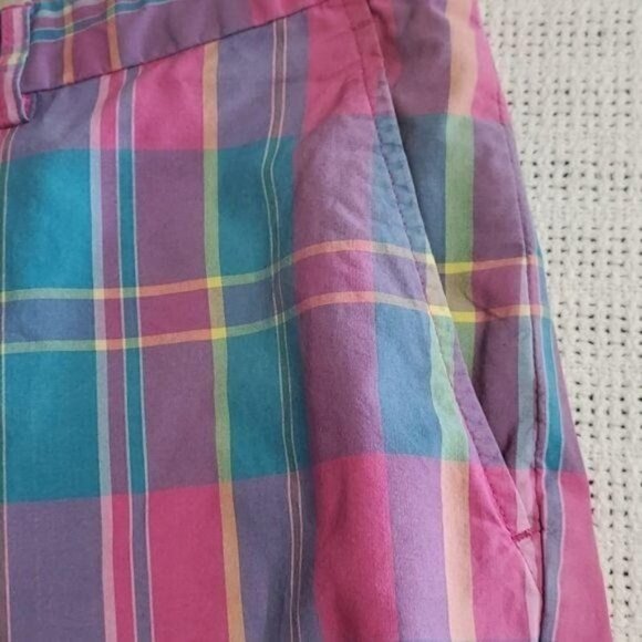 LAST CHANCE Fairway & Greene High Waisted Pink Plaid Golf Sz 38 Shorts w Pockets - Picture 8 of 11